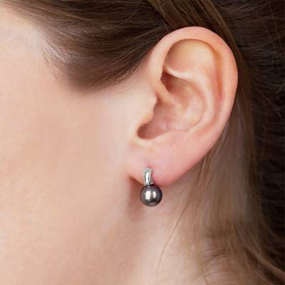 Boucles d'oreilles perles pendantes et Or Blanc 750 - Poema