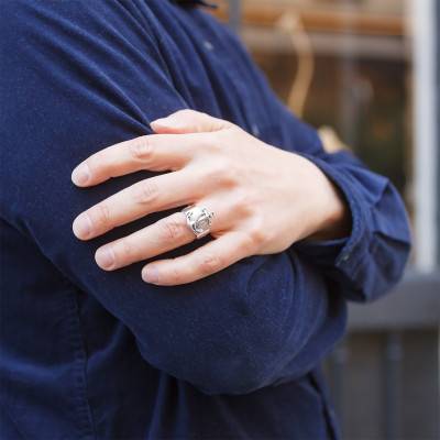 Bague argent jonc ancre marine - Orus Bijoux