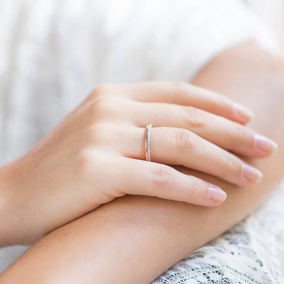 750/1000 Rose Gold and Platinum Diamond-Effect Wedding Ring, Width 2,50 mm - Ponce