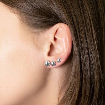 Puces d'oreilles rondes Or Blanc 750 - Emanessence