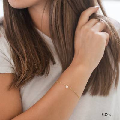 750/1000 Yellow Gold & F/VS2 Brilliant Drilled Diamond Bracelet, Length 15 cm to 18 cm - Ocarat