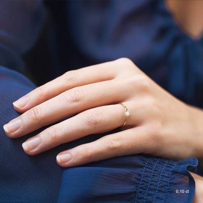 Bague diamant percé brillant F/VS2 Solo & Or Jaune 750 - Ocarat