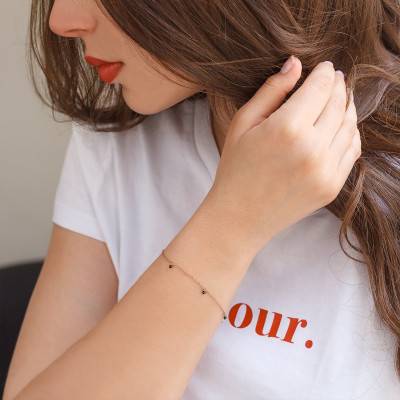 Bracelet 5 spinelles Or Rose 750, Longueur 18,5 cm - Caterina B