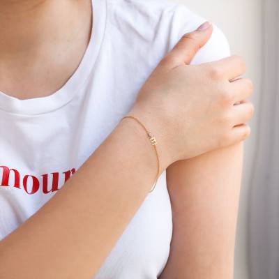 750 Yellow Gold & Diamond Letter Bracelet, 18.5 cm - Caterina B