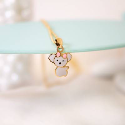 Yellow Gold & Enamel Koala Pendant - Bambins