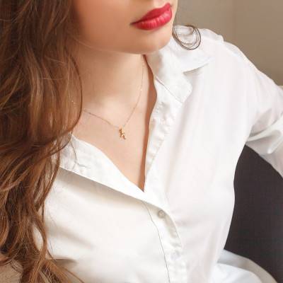 Collier croix diamantée & Or Jaune 750, Longueur 42 cm ajustable - Caterina B