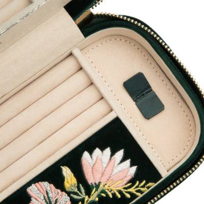 Forest Green Velvet ZOE Travel Jewelry Box - Wolf 1834