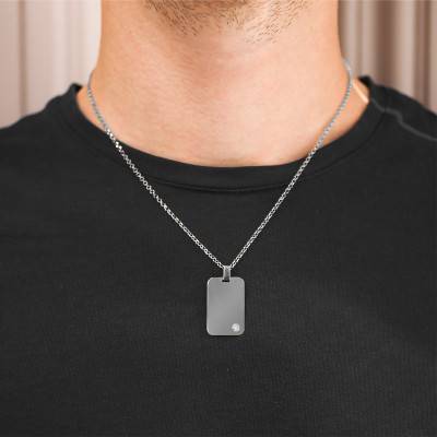 Pendentif Plaque Or Blanc 375 ou 750 & Diamant 0,05 ct - Lucas Lucor