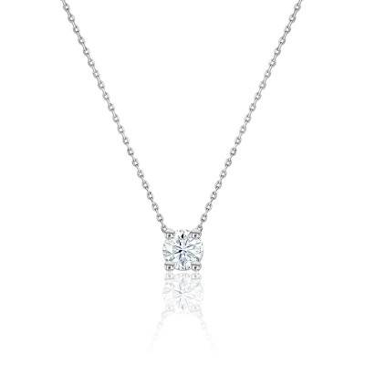 Collier Diamant Solitaire H/SI1 Or Blanc 750, Longueur de 38 à 45 cm - Ocarat