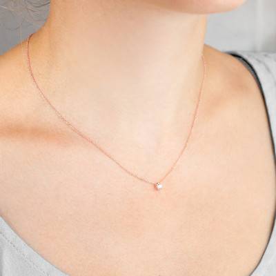 18K Rose Gold & Lab-Grown Diamond Necklace 0.30 ct to 0.70 ct, 45 cm Length - Ocarat