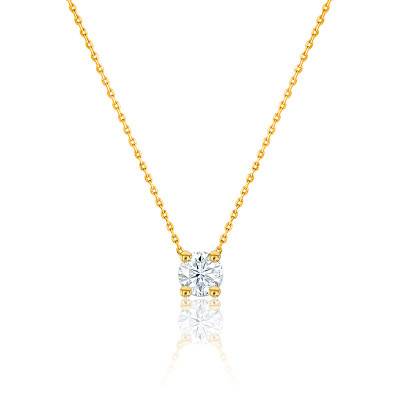 Collier Diamant Solitaire H/SI1 Or Jaune 750, Longueur de 38 à 45 cm - Ocarat