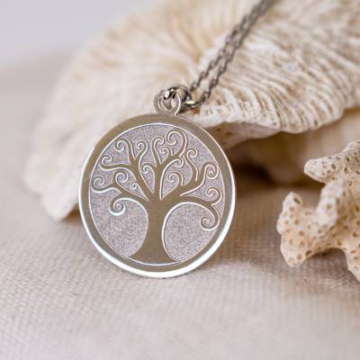 Médaille Arbre de Vie Ajouré Arabesque Or Blanc 750, Diamètre 20 mm - Argyor