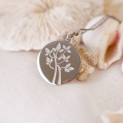 Médaille Arbre de Vie Feuilles Or Blanc 750, Diamètre 18 mm - Argyor