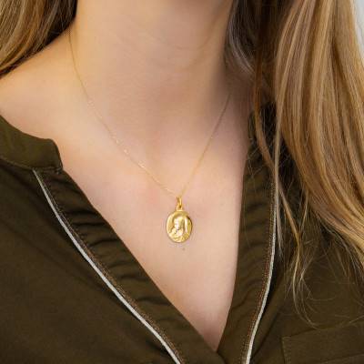 Médaille Ovale Vierge à l'Enfant Or Jaune 375 - Argyor