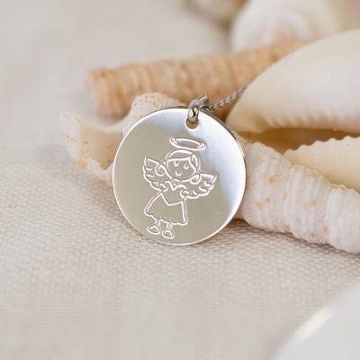 White Gold My Angel Girl Medal, Diameter 16 mm - Lucas Lucor