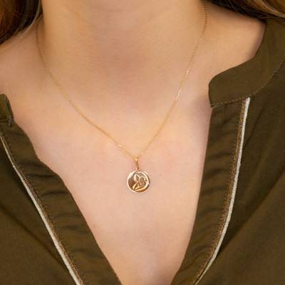 Médaille Vierge à l'Enfant Moderne Or Jaune, Diamètre 15 mm - Lucas Lucor