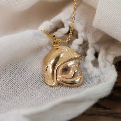 Yellow Gold 375 or 750 Firefighter Helmet Pendant - Lucas Lucor
