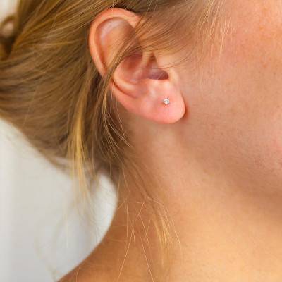 Boucles d'Oreilles Puces en Or Rose & Diamants Etoile 4 Griffes GSI - Diamond Lady