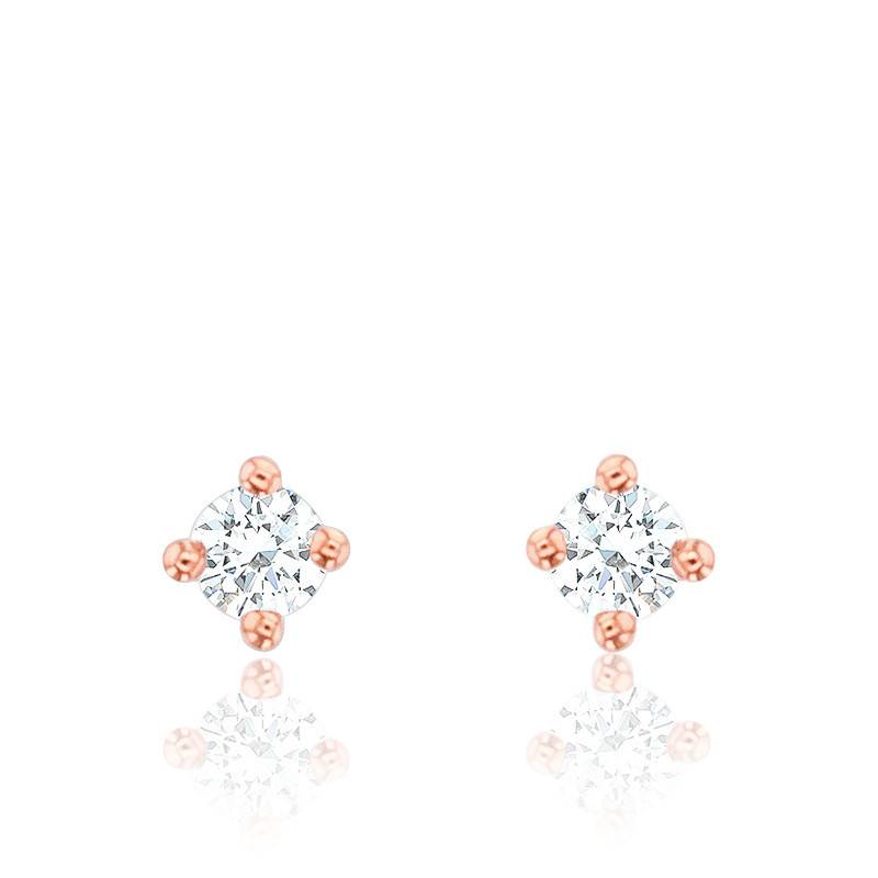 Rose Gold Star Diamond Stud Earrings 4-Prong GSI - Diamond Lady