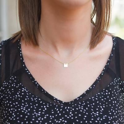 750/1000 Yellow Gold Square Necklace, Length 45 cm - Caterina B