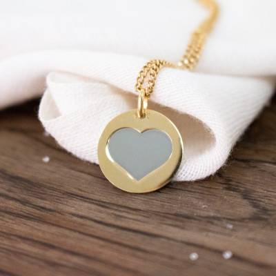 Médaille Or Jaune 750 & Coeur Acier Gris, Diamètre 16 mm - Lucas Lucor