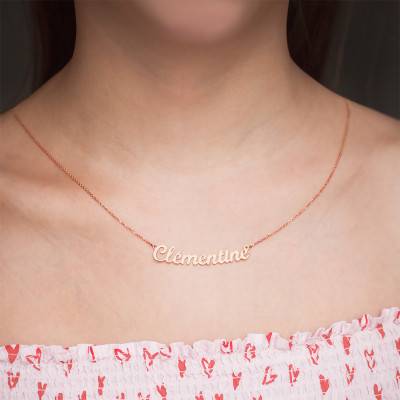 Customizable Name Necklace in 750/1000 Rose Gold & 0.015 ct Diamond, Length 42 cm - Rosatella