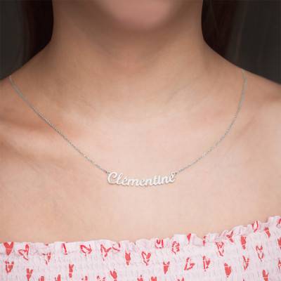 Customizable 9K White Gold Name Necklace, Length 38 cm to 42 cm - Rosatella