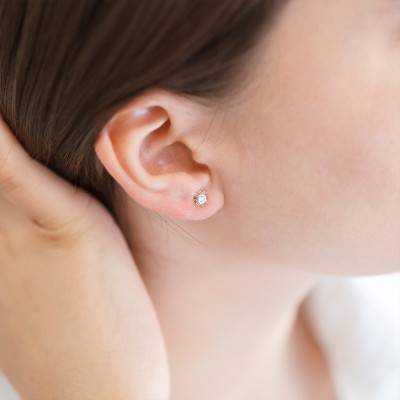 750/1000 Two-Tone Gold Sun Stud Earrings - Bambins