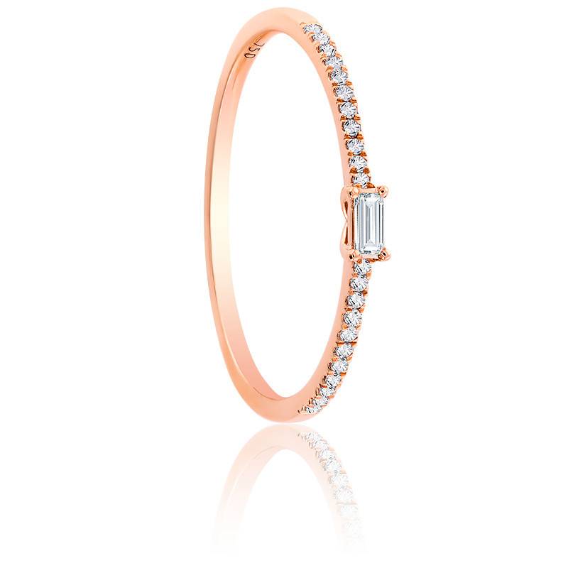 Bague Solitaire Diamant Rose – Taille émeraude 5,60 Ct – Certifiée IGTLR (argent 925)