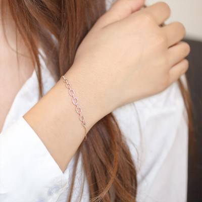 Bracelet ovales diamants 0,32 ct & Or Rose 750, Longueur 16 cm à 18 cm - Divine