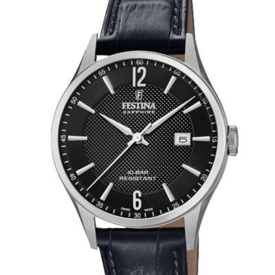Montre Swiss Made Collection Homme Cuir Noir F20007/4 - Festina Swiss Made