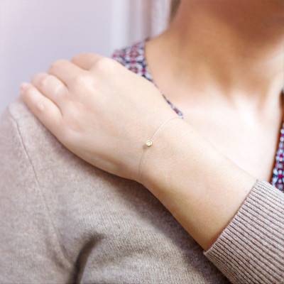 Bracelet nylon diamant et or jaune GSI, Longueur 17 cm - Diamond Lady
