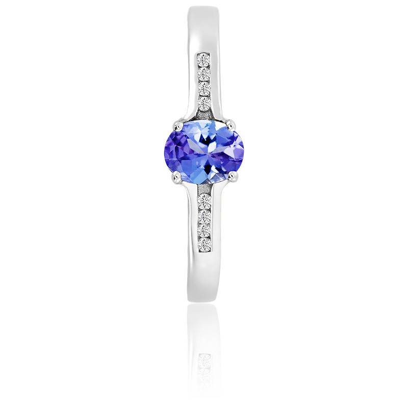 Bague, Or Blanc 375, Diamants & Tanzanite - Aurora - Ocarat