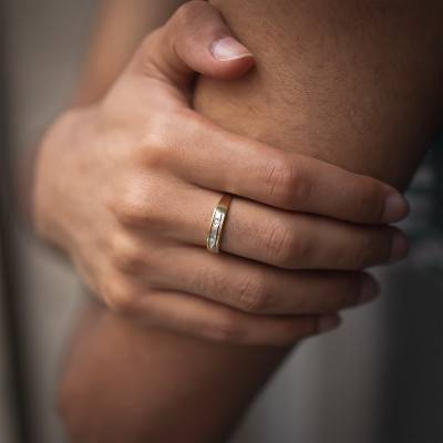 Two-Tone Gold & Diamond 0.02 ct Domed Signet Ring - Imperium