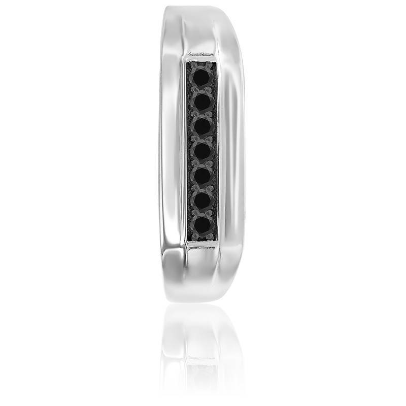 Chevalière Or Blanc 18 Carats Avec Saphir Et Diamants - Bijou Occasion De Luxe
