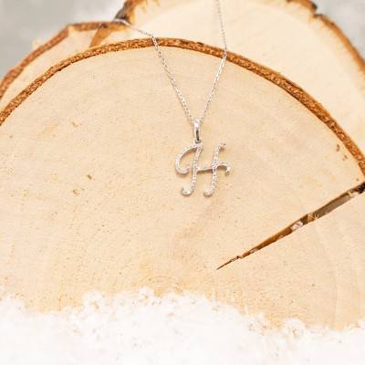 Pendentif lettre H Or Blanc 750 & diamants - Allegoria