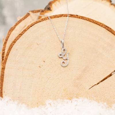 Pendentif lettre G Or Blanc 750 & diamants - Allegoria