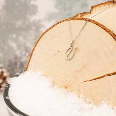 Pendentif lettre U Or Blanc 750 & diamants - Allegoria