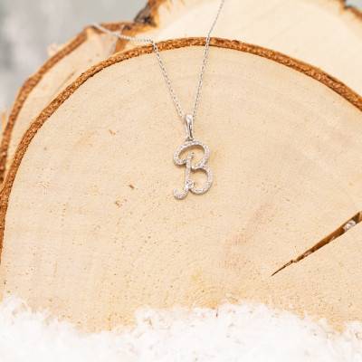 Pendentif lettre B or blanc & diamants - Allegoria