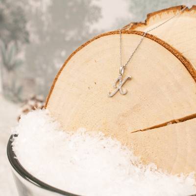 Pendentif lettre X Or Blanc 750 & diamants - Allegoria