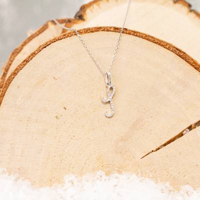 Pendentif lettre I Or Blanc 750 & diamants - Allegoria