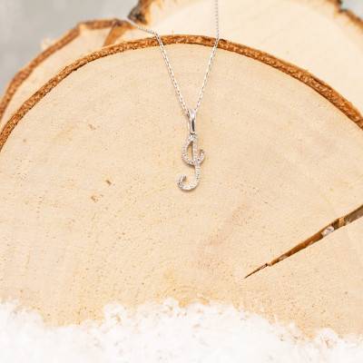 18K White Gold & Diamond Letter J Pendant - Allegoria