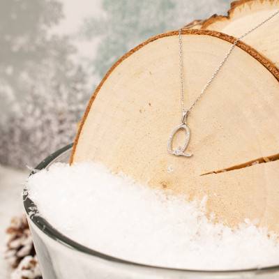 Pendentif lettre Q Or Blanc 750 & diamants - Allegoria