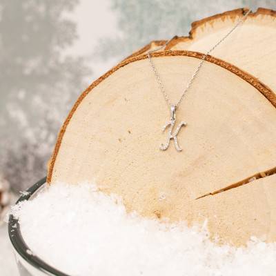 Pendentif lettre K Or Blanc 750 & diamants - Allegoria
