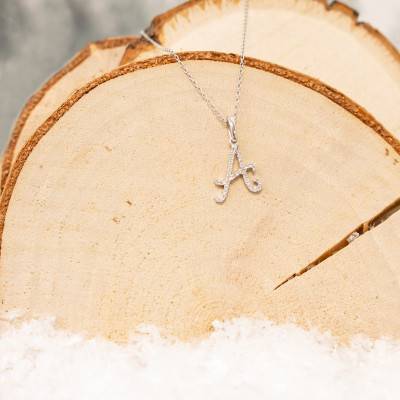 750 White Gold & Diamonds Letter A Pendant - Allegoria