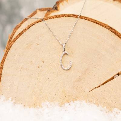 Letter C White Gold & Diamond Pendant - Allegoria