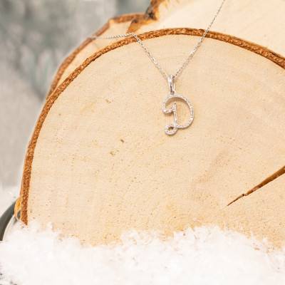Pendentif lettre D or blanc & diamants - Allegoria