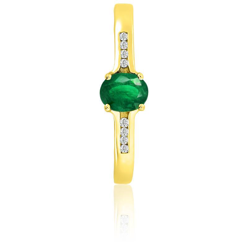 Bague Cocktail En Or 18K Avec Diamants Et émeraudes - 0,81 Cts, Taille 54, Certificat