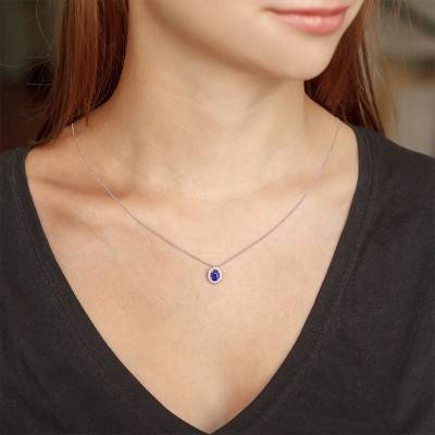 Collier or blanc saphir & diamant, Longueur 42 cm - Aurora