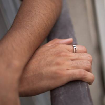 Chevalière Or Blanc 375 & diamant noir 0,18 ct - Imperium